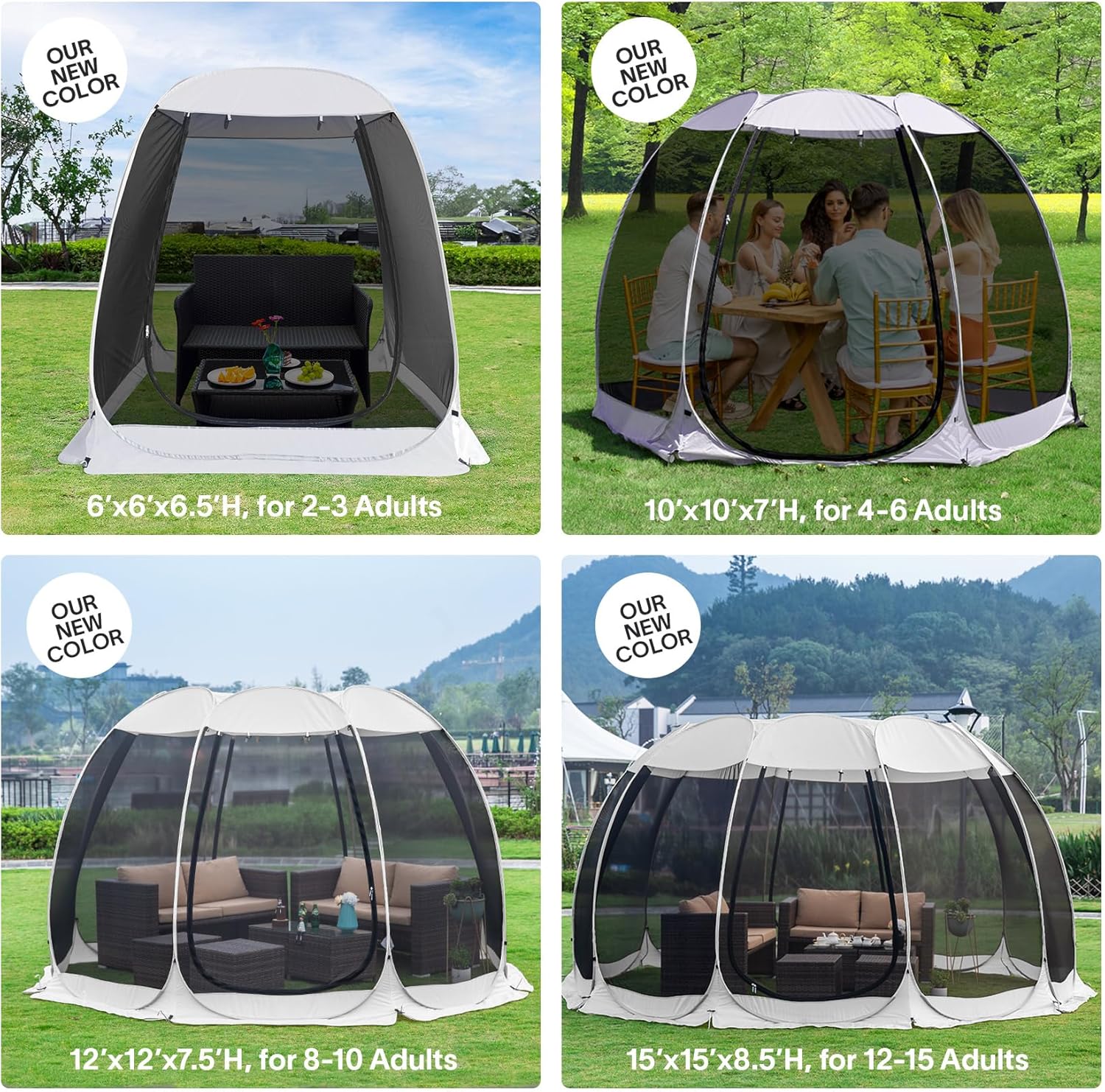 Screen gazebo sleeps 6-10-15 people Igloo-style canopy tent mosquito net on the sides Perfect