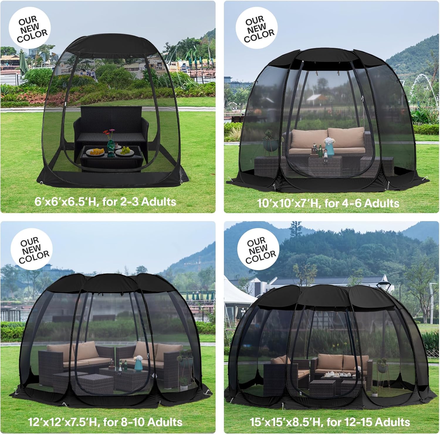Screen gazebo sleeps 6-10-15 people Igloo-style canopy tent mosquito net on the sides Perfect