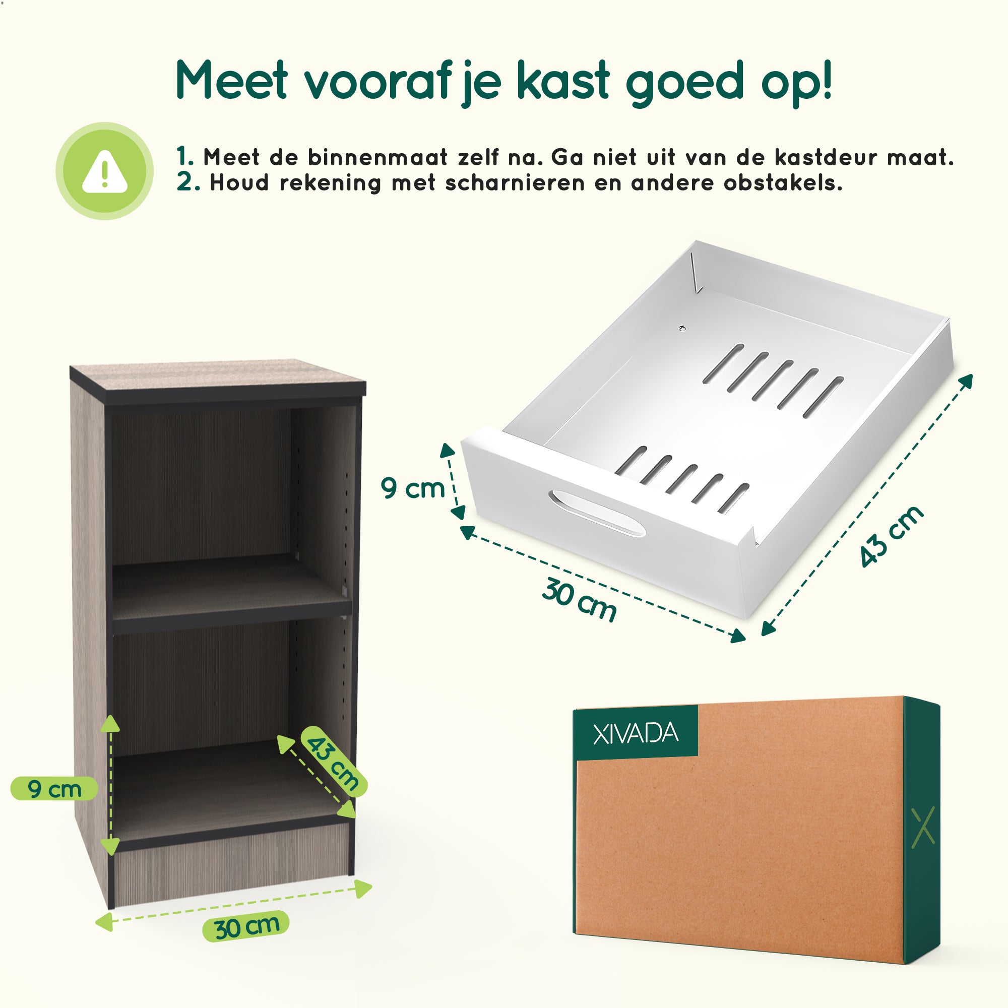 XIVADA Keukenkast organizer - Schuiflade - Aluminium - 30 cm - Wit