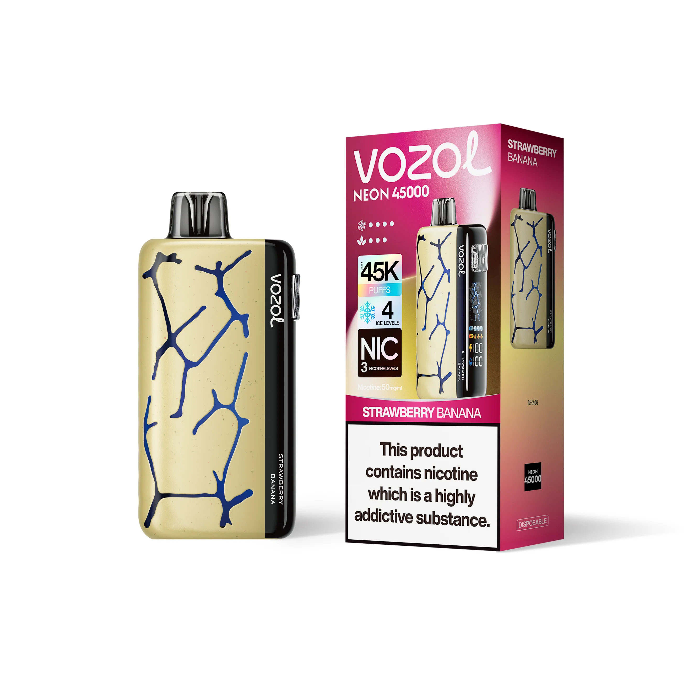 VOZOL NEON 45K kertakäyttöinen sähkötupakka (kaikki maut)