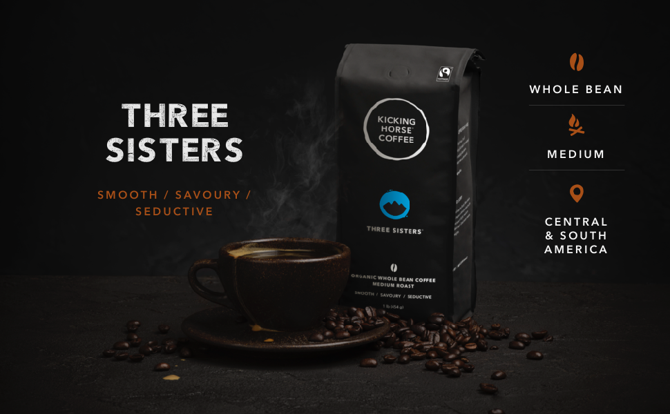 Kicking horse coffee Three sisters Medium Roast Coffee Organic Coffee Fairtrade Coffee Best Coffee