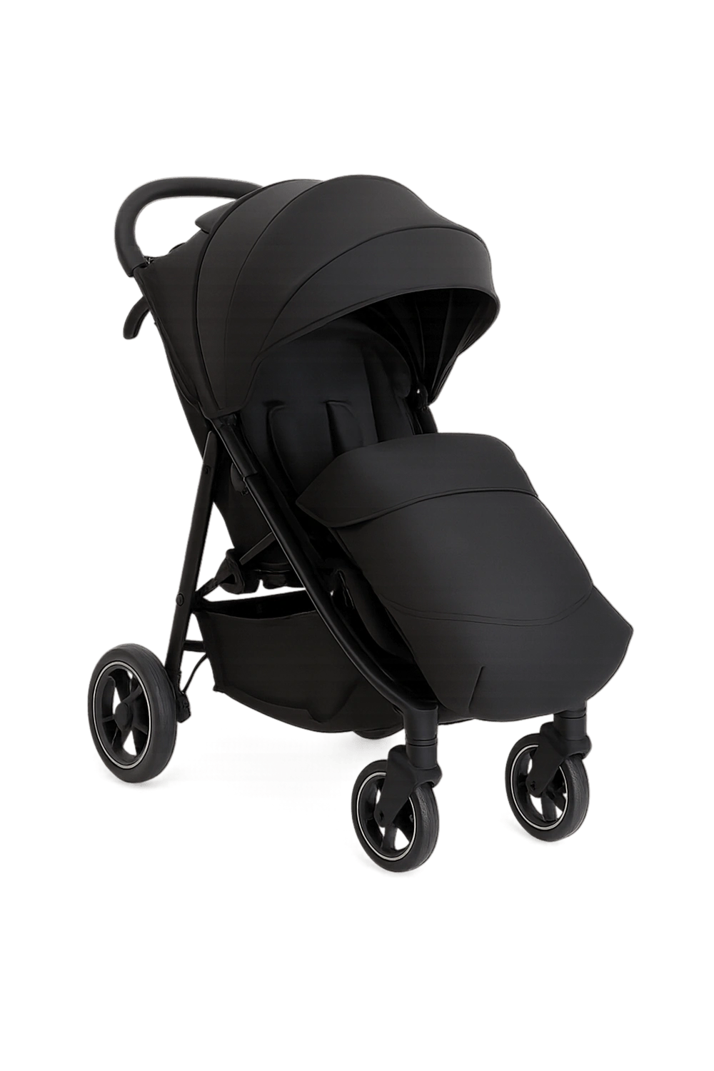 Cochecito de bebé, carrito plegable con respaldo ajustable en 3 posiciones y arnés de seguridad, hasta 22 kg, con capota extensible y cesta inferior, color negro, apto para 0 - 48 meses