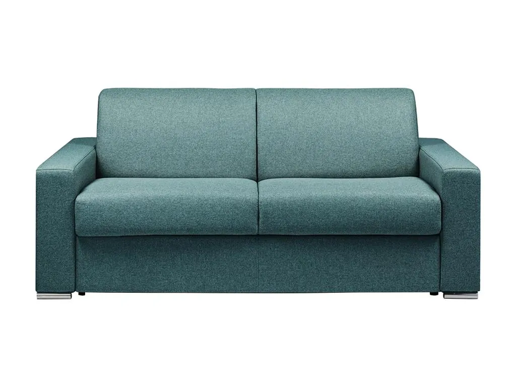 Sofá cama de 3 plazas de tela de apertura rápida Decounico - Azul - Cama de 140 cm - Colchón de 18 cm