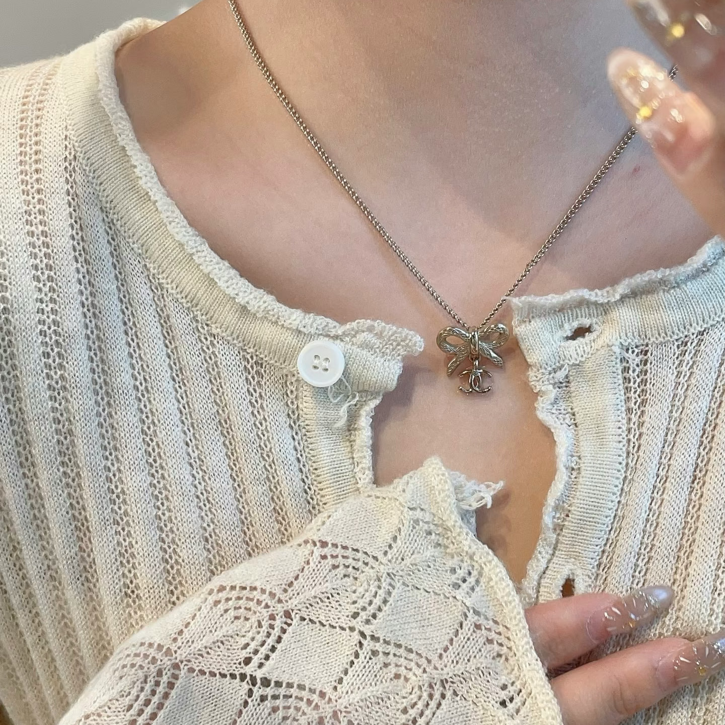 Chanel Simple Bowknot CC Pendant Necklace Minimalist - Original Replica Club