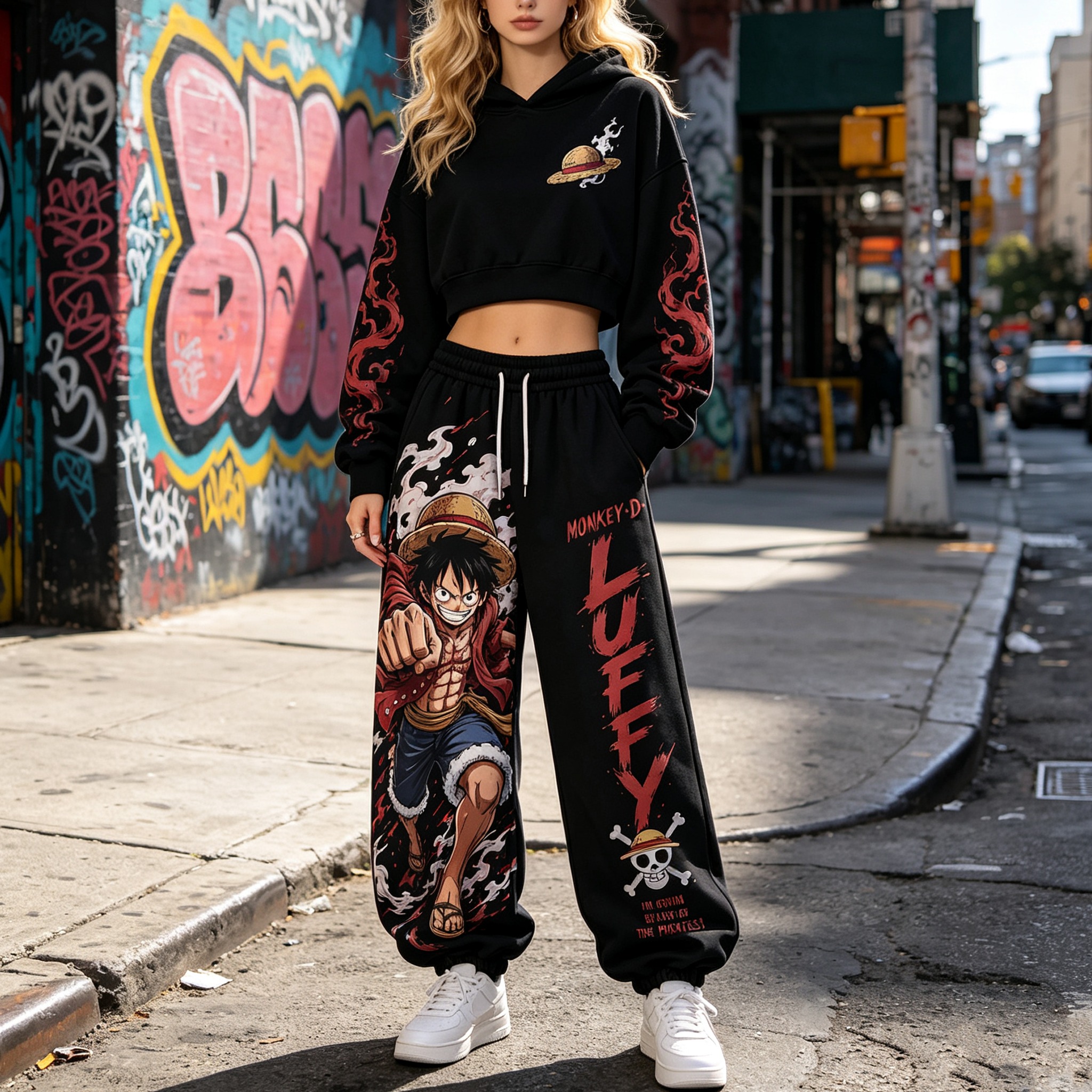 One Piece Cropped Long Sleeve Hoodie & High Waist Jogger Pants Two Piece TeeThreads Sustain the Scene with Custom Apparel