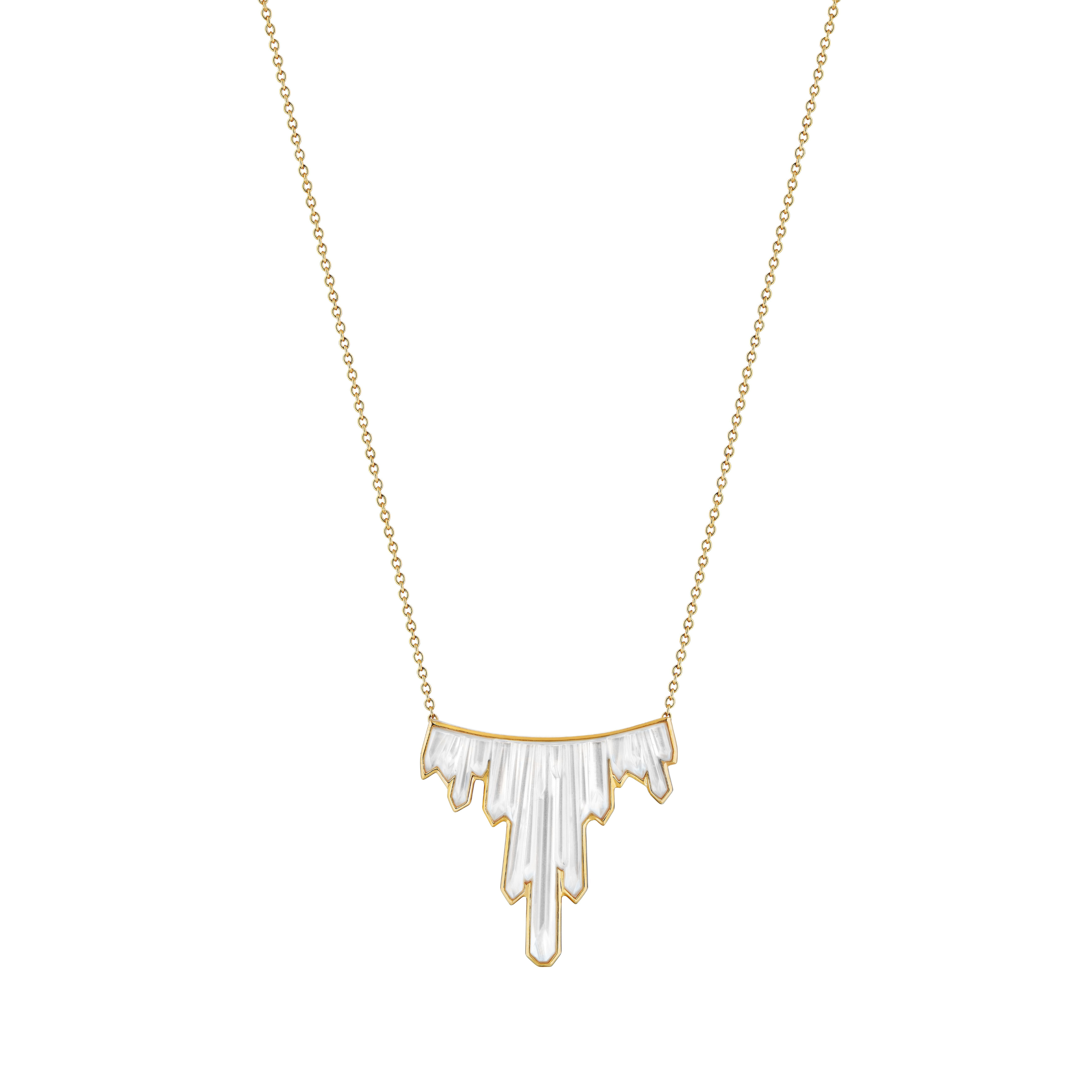 COLLIER TERRAMINERAL 3 CRISTAUX - CRISTAL INCOLORE, PLAQUÉ OR JAUNE 18 CARATS