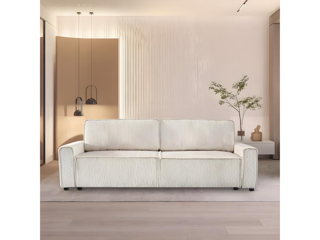 Sofá cama pana - 3 plazas - beige