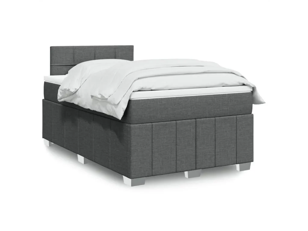 Cama box spring con colchón tela gris oscuro 120x190 cm enf3519710