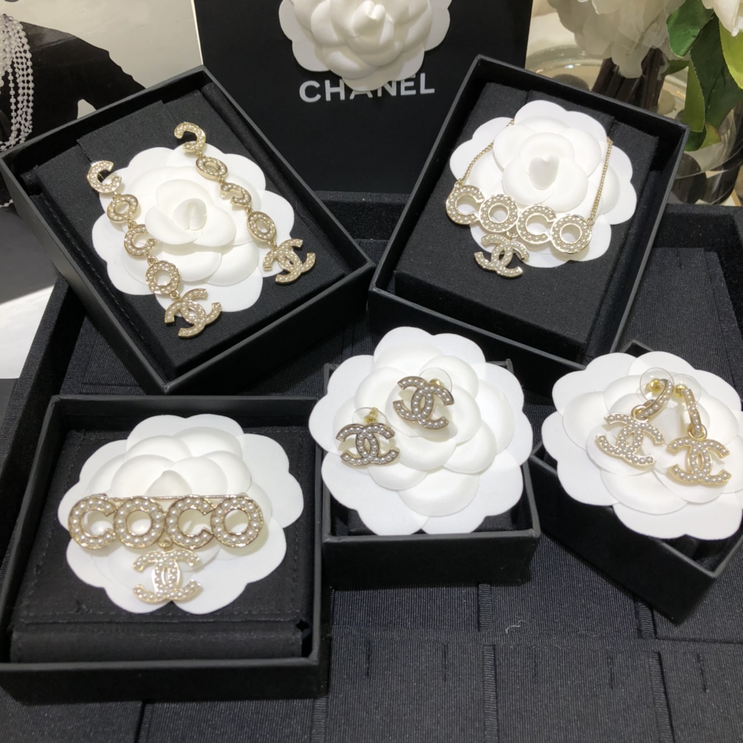 Coco Chanel Brooch Earrings Necklace - Original Replica Club