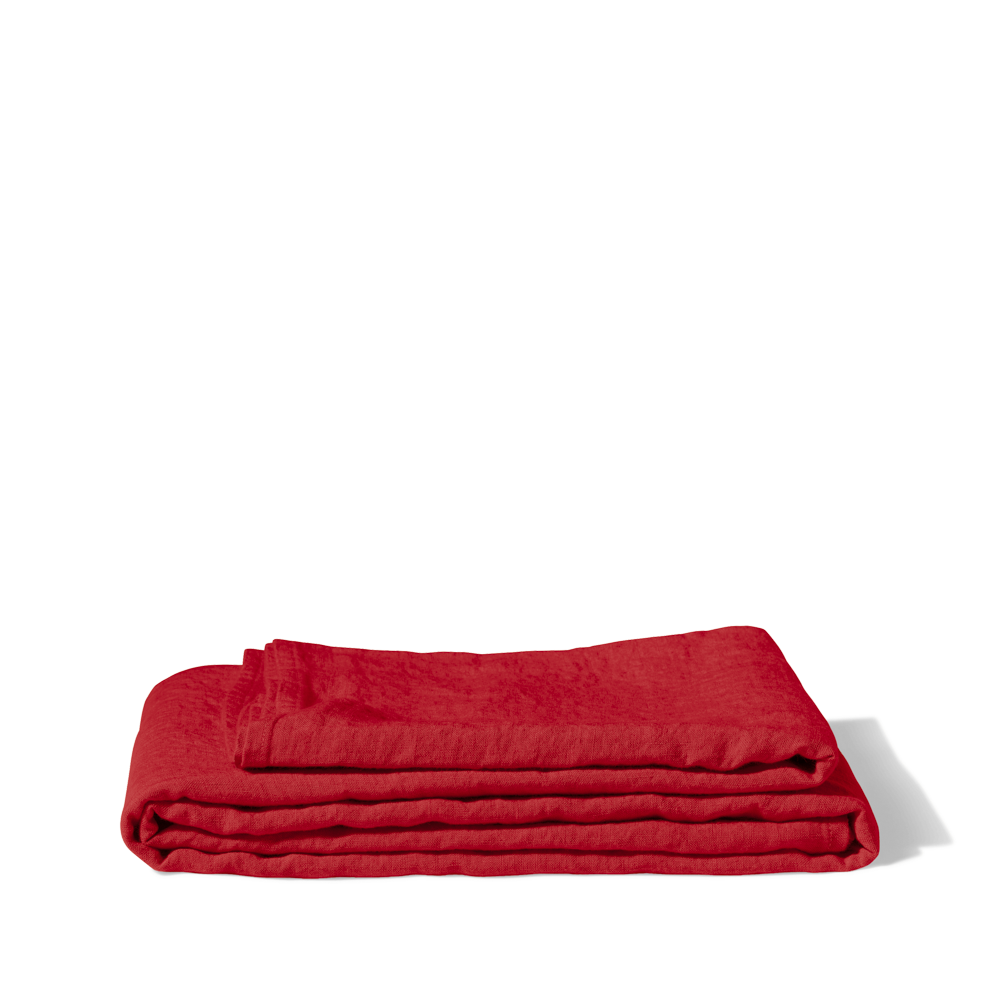 Nappe en lin lavé - Rouge Vermillon