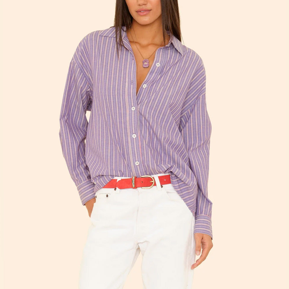 Xirena - Chemise Hayven Rayée - Violet Rouge