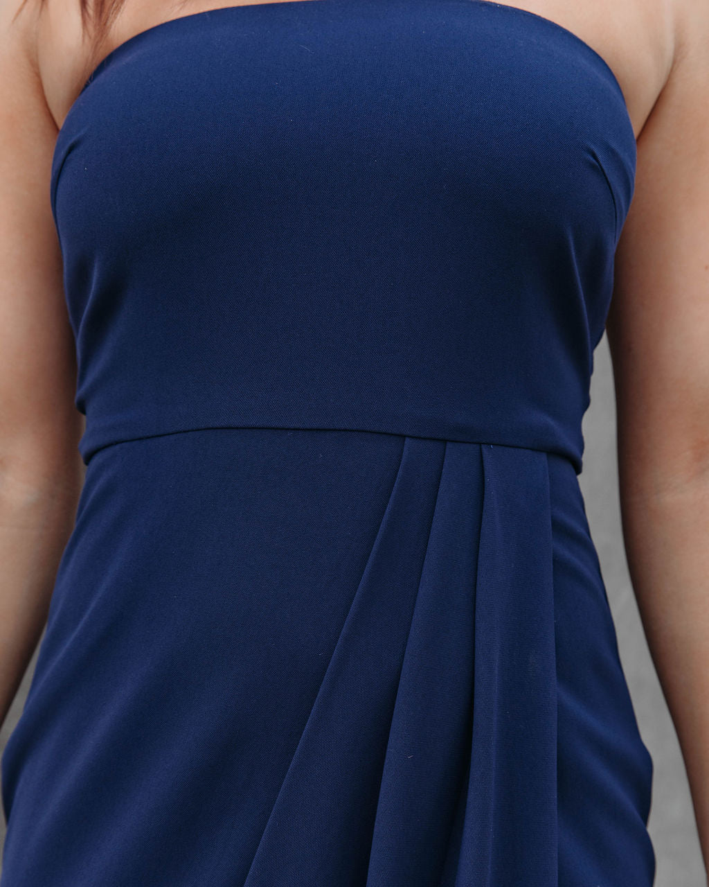 Aglow Strapless Draped Midi Dress - Navy - FINAL SALE - Se7enfashion