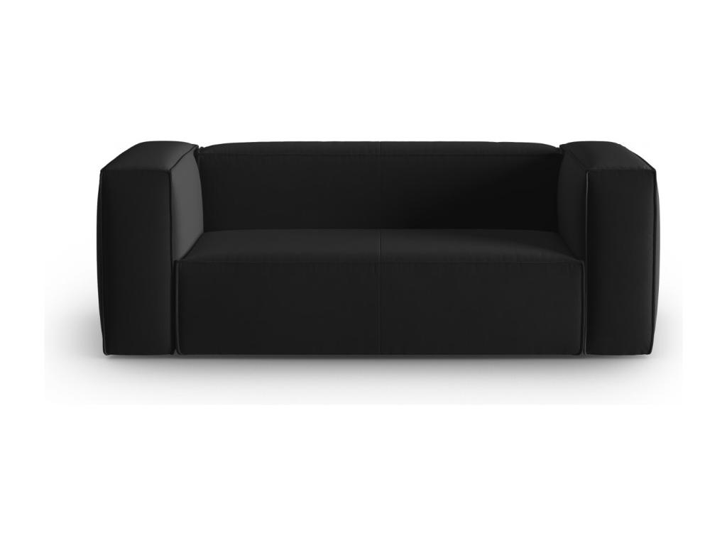 Tucasago - Sofá "Mackay" 2 plazas de terciopelo negro - 150x94x73cm