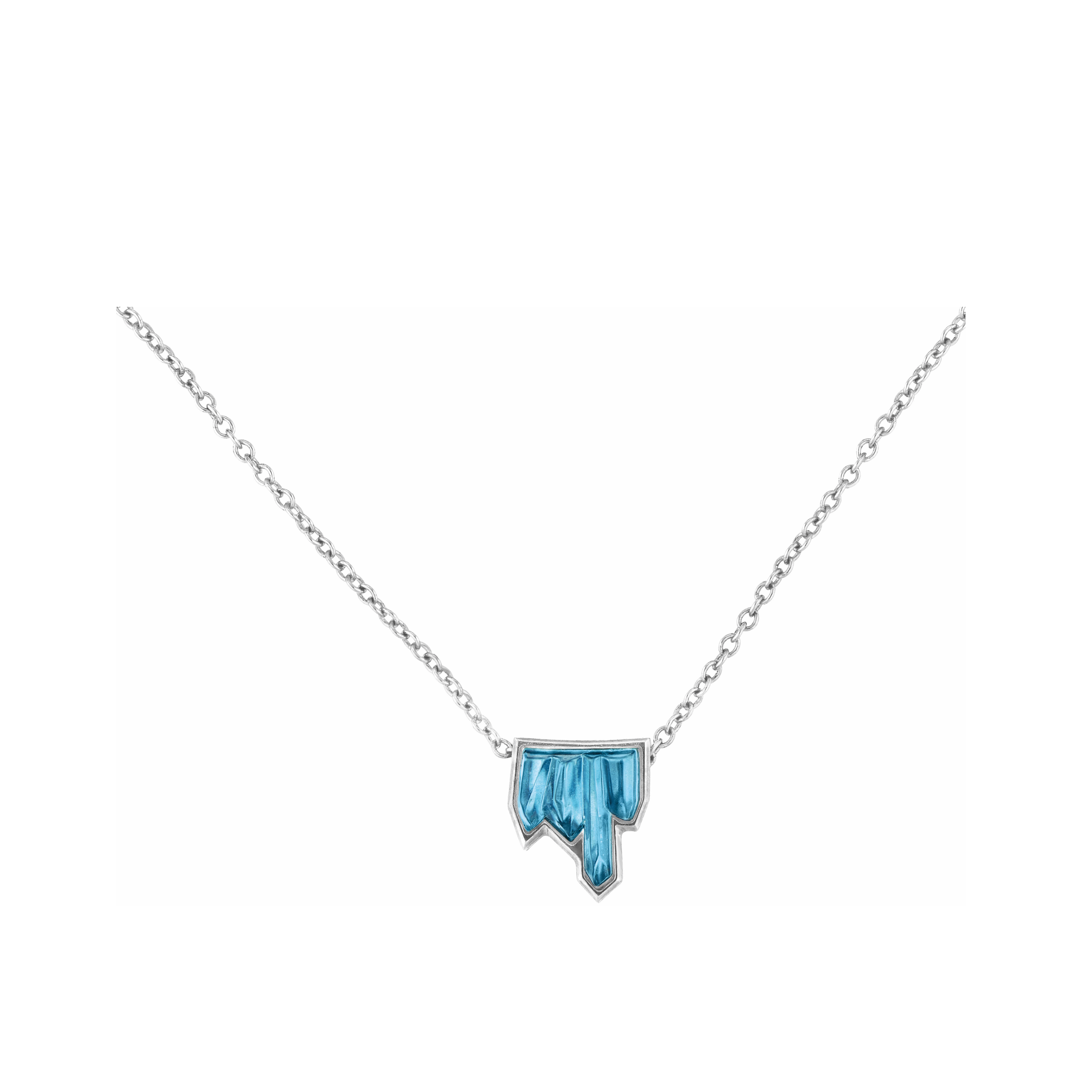 COLLIER TERRAMINERAL - CRISTAL BLEU PERSÉPOLIS, ARGENT