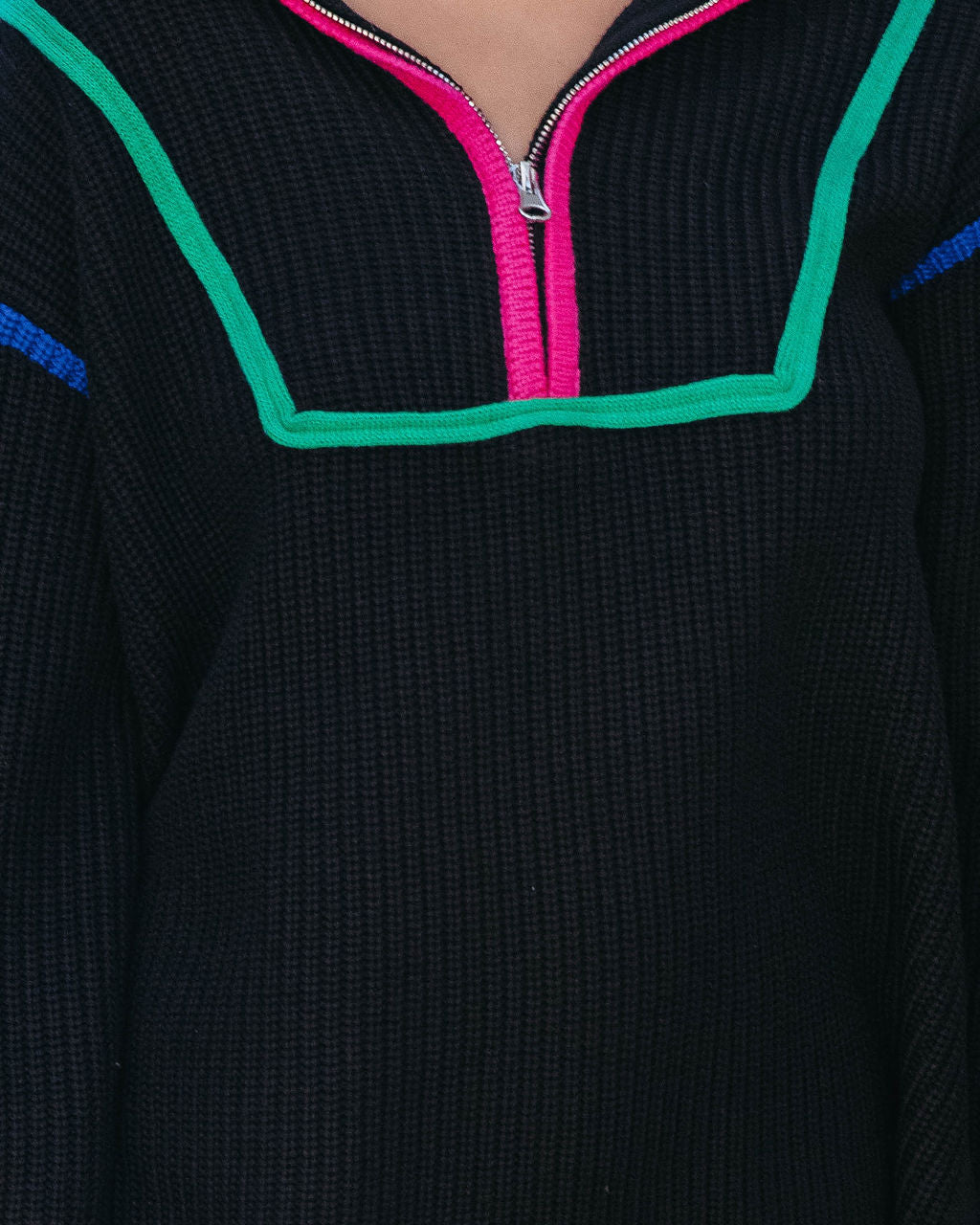 On Another Level Knit Half Zip Pullover Sweater - Black - Se7enfashion