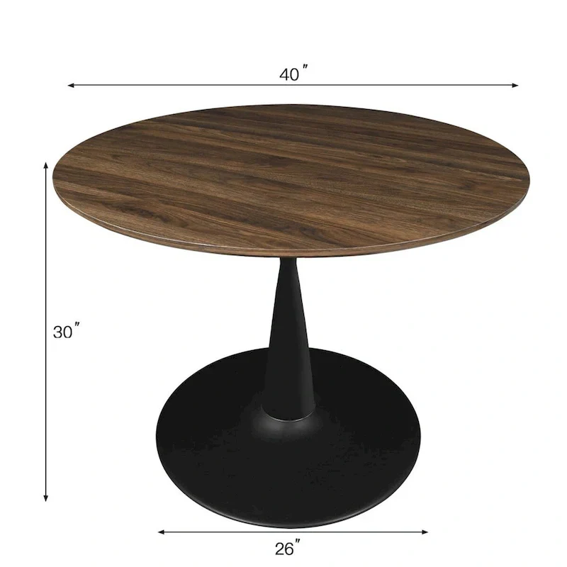 Round Walnut Finish Dining Table