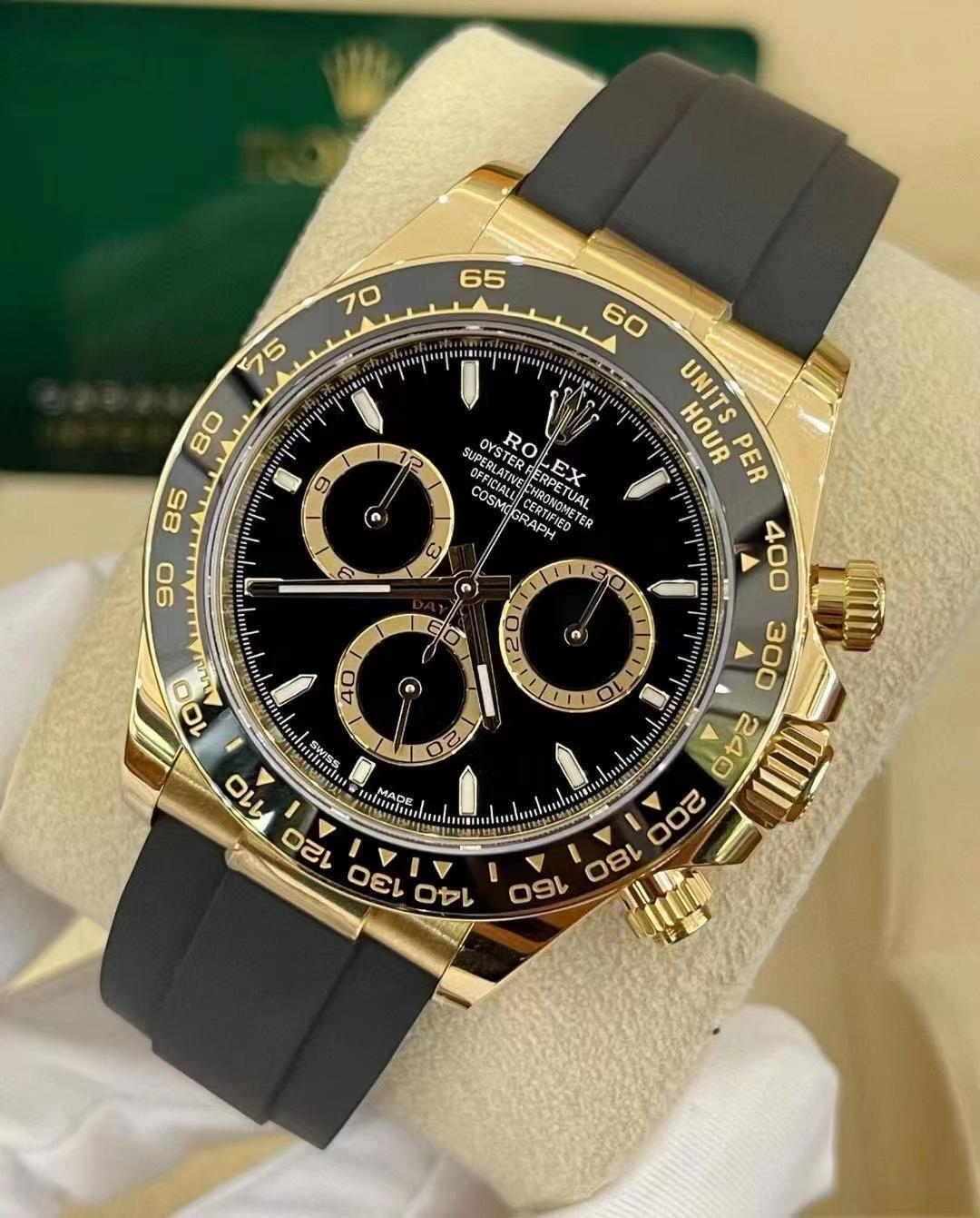 Rolex Daytona 116518LN Yellow Gold Black Diamond Dial 40mm Mens Replica Watch