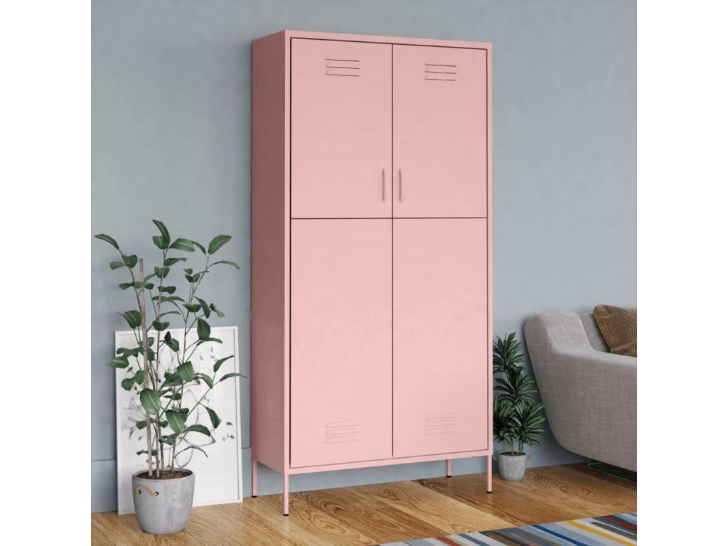 Armario de acero rosa 90x50x180 cm