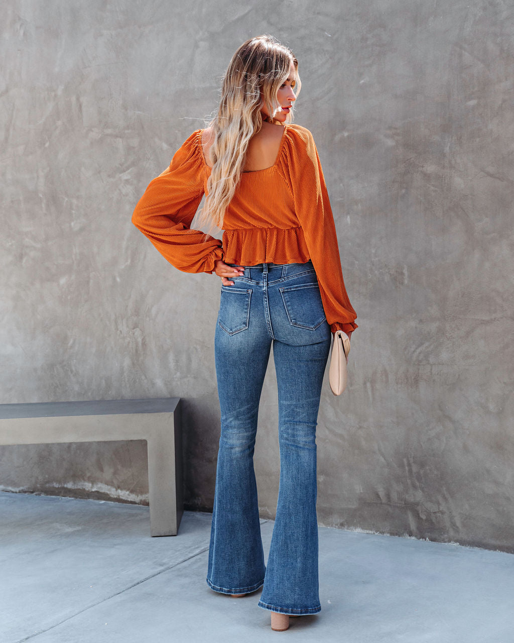 Pumpkin Spice And Everything Nice Plisse Peplum Top - Copper - SALE - Se7enfashion