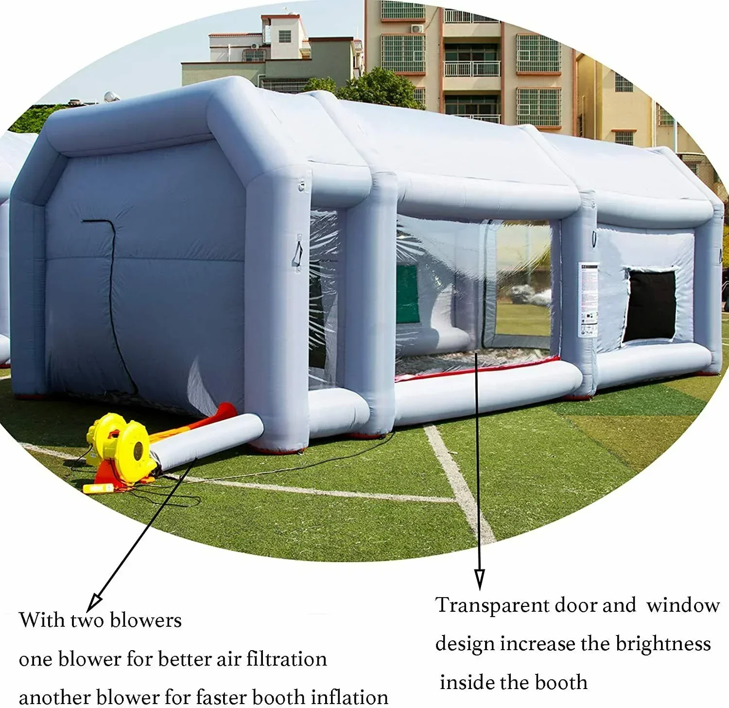 Inflatable Spray Paint Booth Tent 33 x 16.4 x 12 ft With 2 950W And 350W Blowers - Image 4 Inflatable Spray Paint Booth Tent 33 x 16.4 x 12 ft With 2 950W And 350W Blowers - Image 4