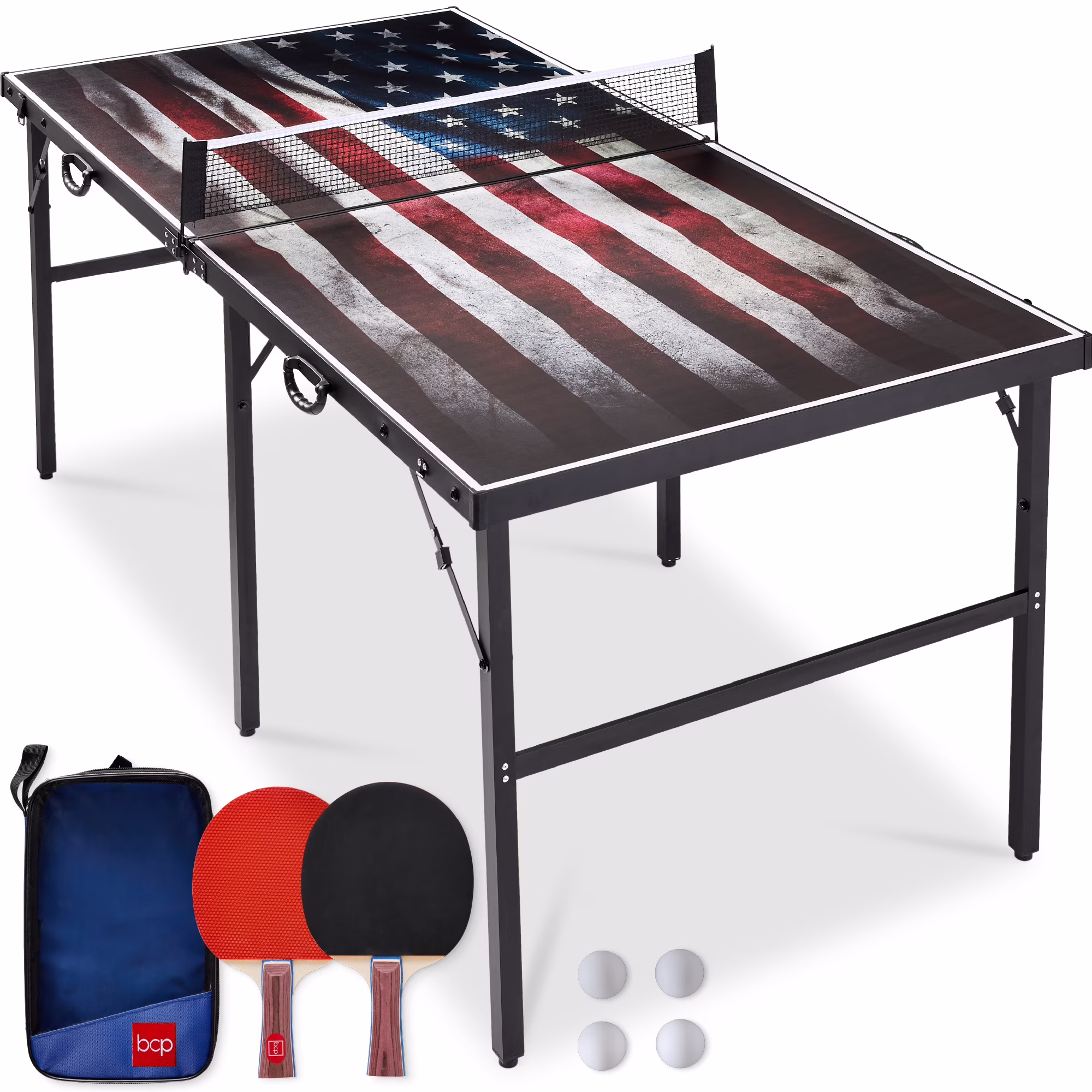 Best Choice Products 6x3ft Portable Ping Pong Table Game Set, Folding Table Tennis w/ 2 Paddles, Balls - Blue - Image 3