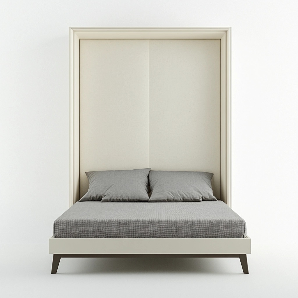 Cama abatible tamaño completo madera blanco dormitorio compacto funcional