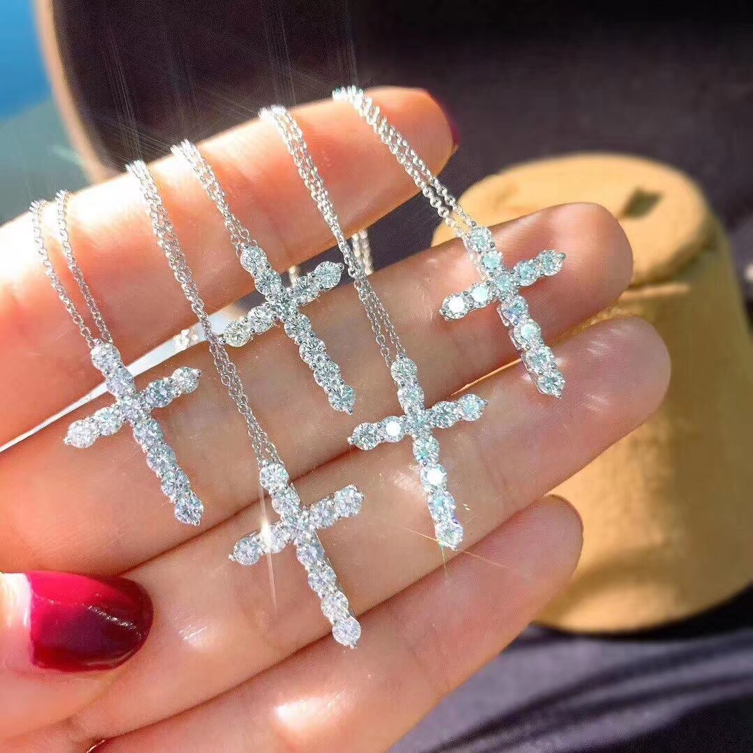 Tiffany Full Diamond Cross Pendant Necklace - Original Replica Club