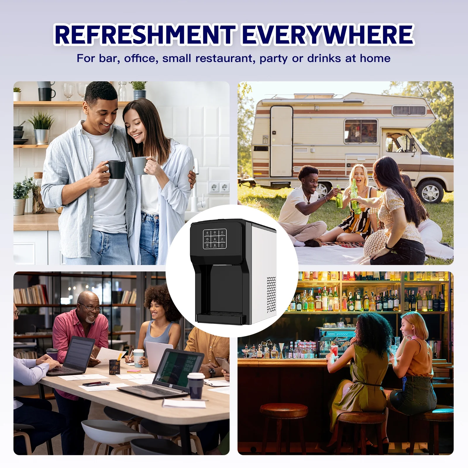 Advwin 3 in 1 Water Dispenser with Ice Maker Countertop, Bullet Ice, Crushed Ice, Water Cooler, 44Lbs/24H, 12 Ice Cube/6Min, Self-cleaning, 4Lbs Ice Storage, Home, Kitchen, Party, RV - Image 13