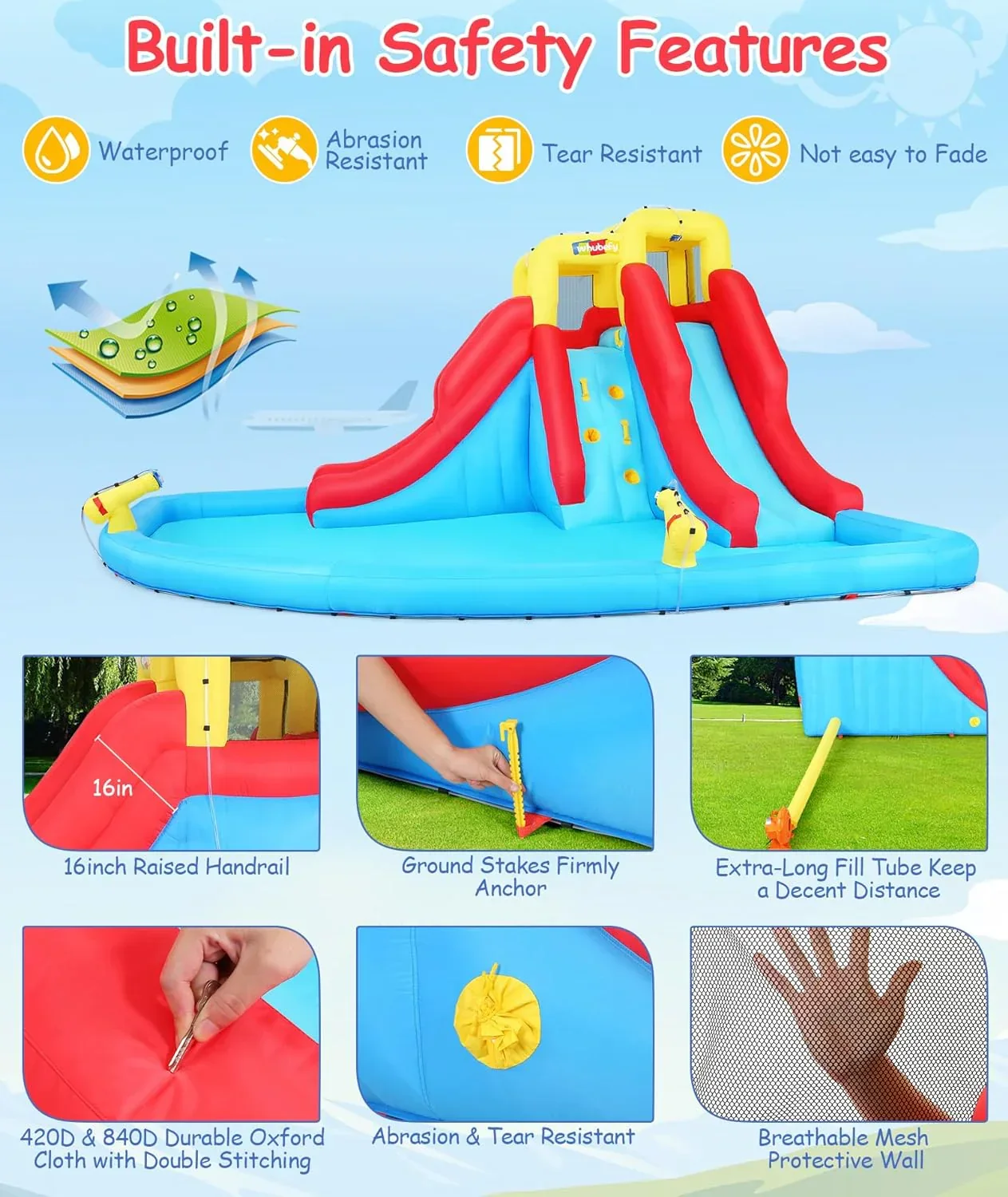 ROOJER Inflatable Water Slide Bounce House 8-in-1 With 450W Blower - Crocodile Water Park - Image 21 ROOJER Inflatable Water Slide Bounce House 8-in-1 With 450W Blower - Crocodile Water Park - Image 21
