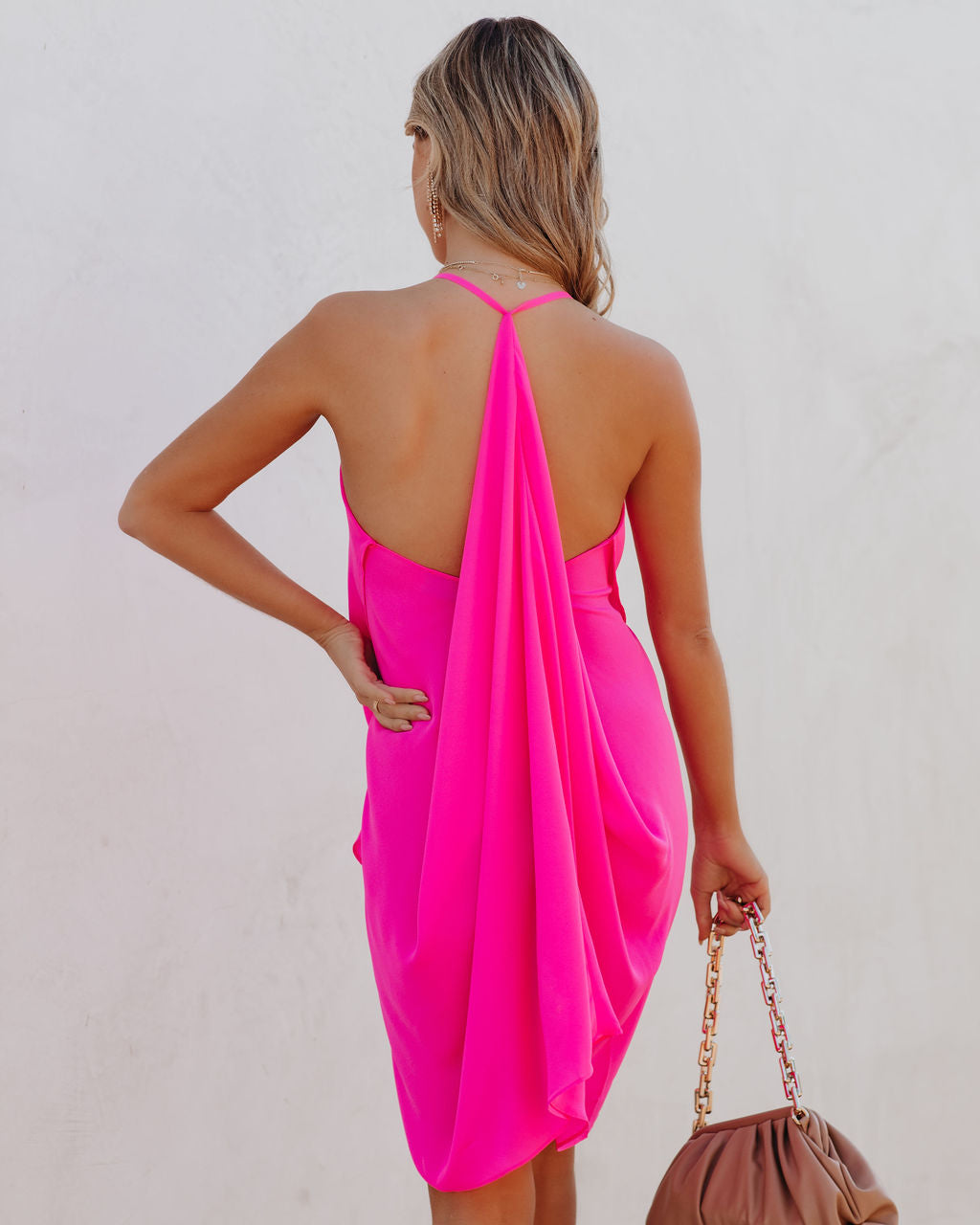 Such A Flirt Halter Ruffle Dress - Hot Pink - Se7enfashion