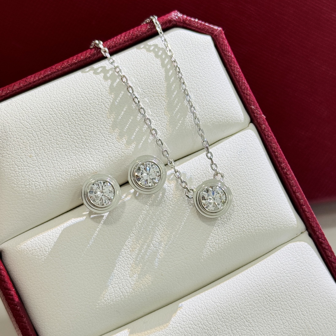 Cartier Minimalistic Single Diamond Necklace Earring Studs - Original Replica Club