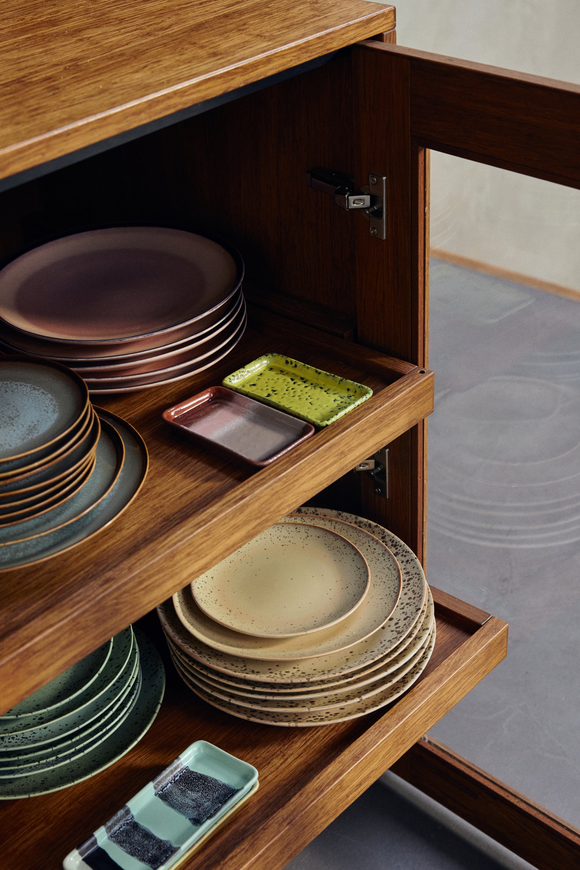 HKliving 70's Ceramics Bord Ø 22 cm - Set van 2 - Grit