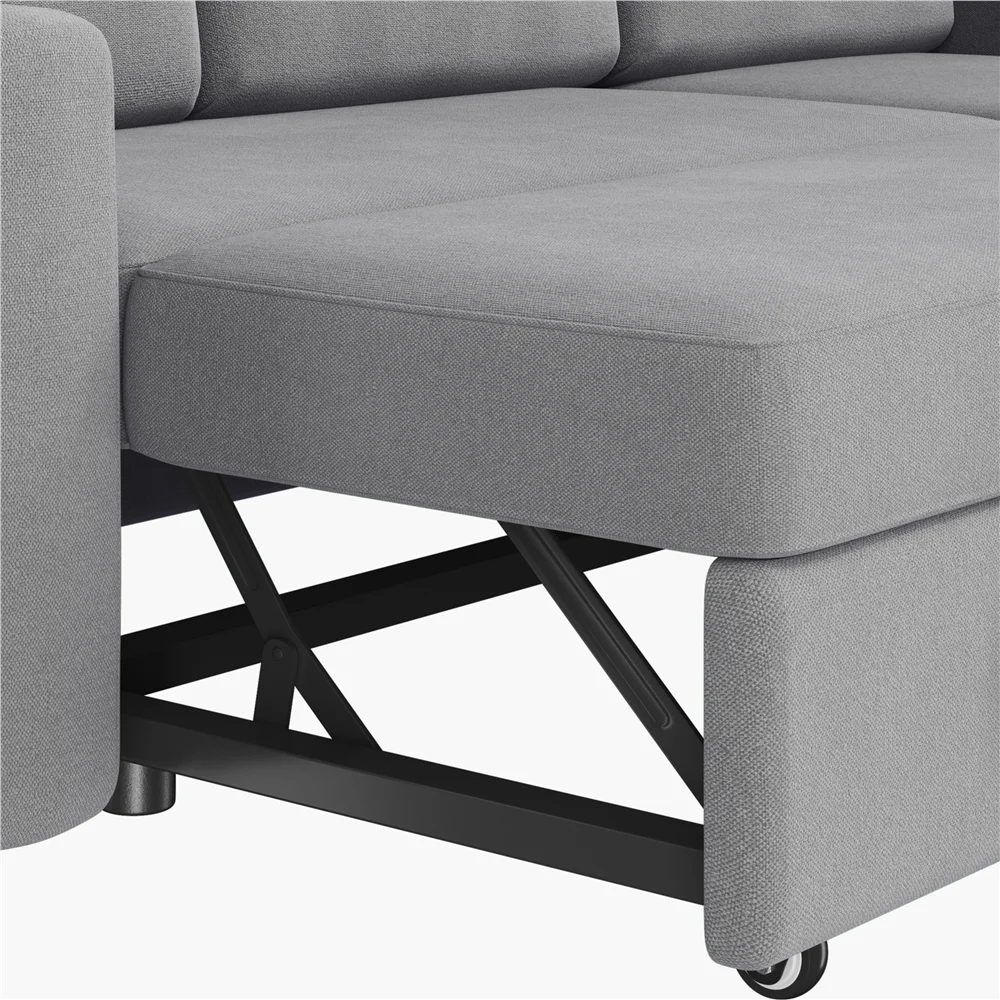 Alden Design Reversible Sectional Sofa with USB & Type-C Ports for Livingroom, Light Gray - Image 13