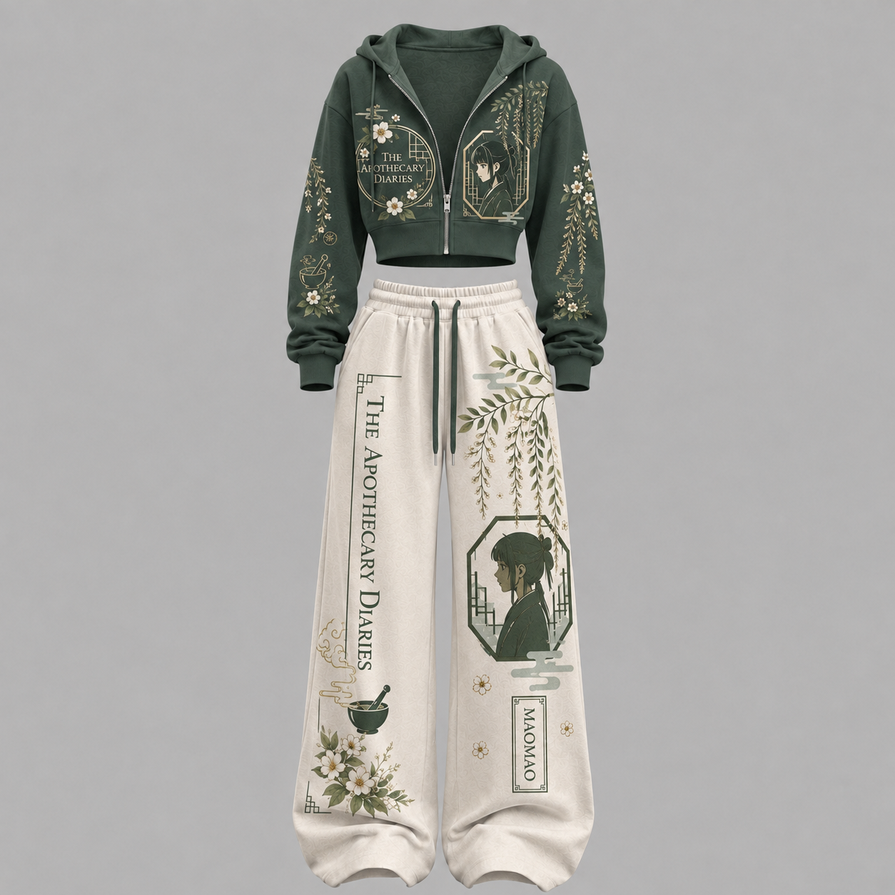 The Apothecary Diaries -Short zip-up sweatshirt set TeeThreads Sustain the Scene with Custom Apparel