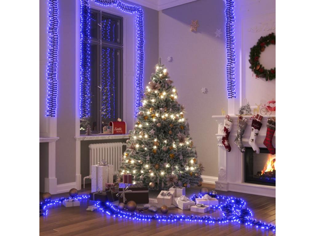 Tira de luces de racimo con 3000 LED PVC azul 23 m