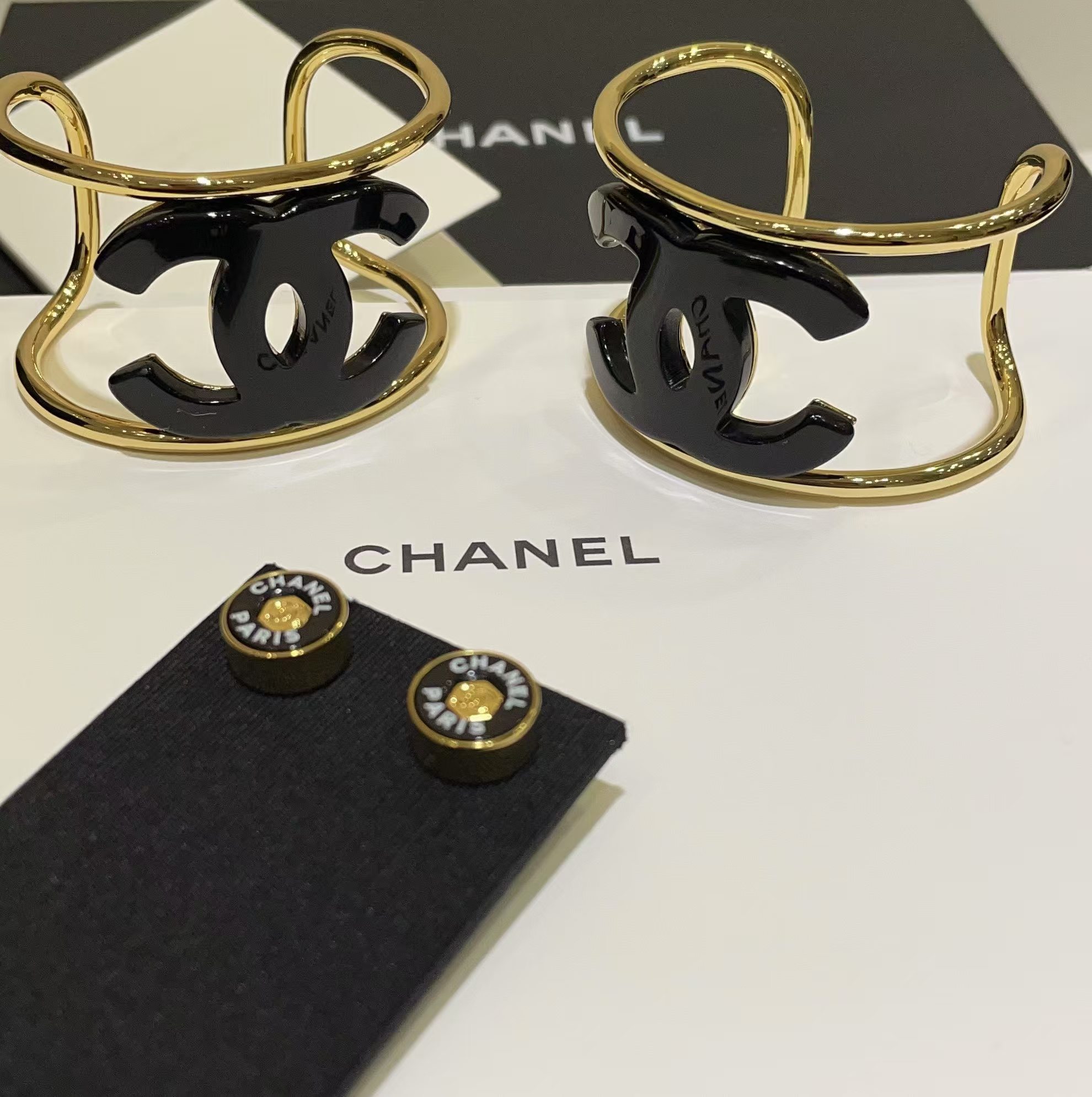 Chanel Open Cuff Funky Exaggerated Geometric Bangle Bracelet - Original Replica Club