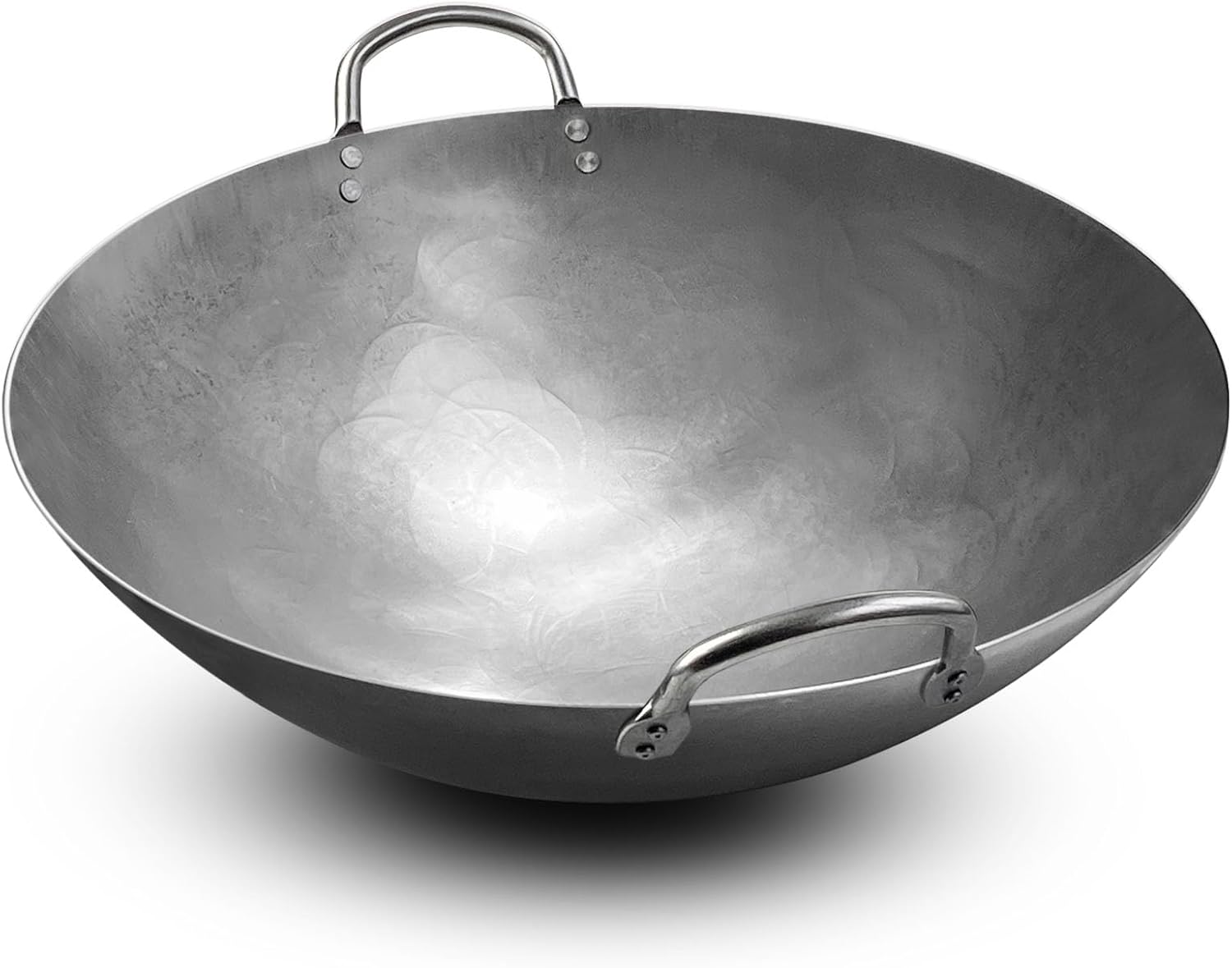 SUNRISE Kitchen Supply Heavy Duty Hong Kong Style Carbon Steel Wok (Round Bottom) 15