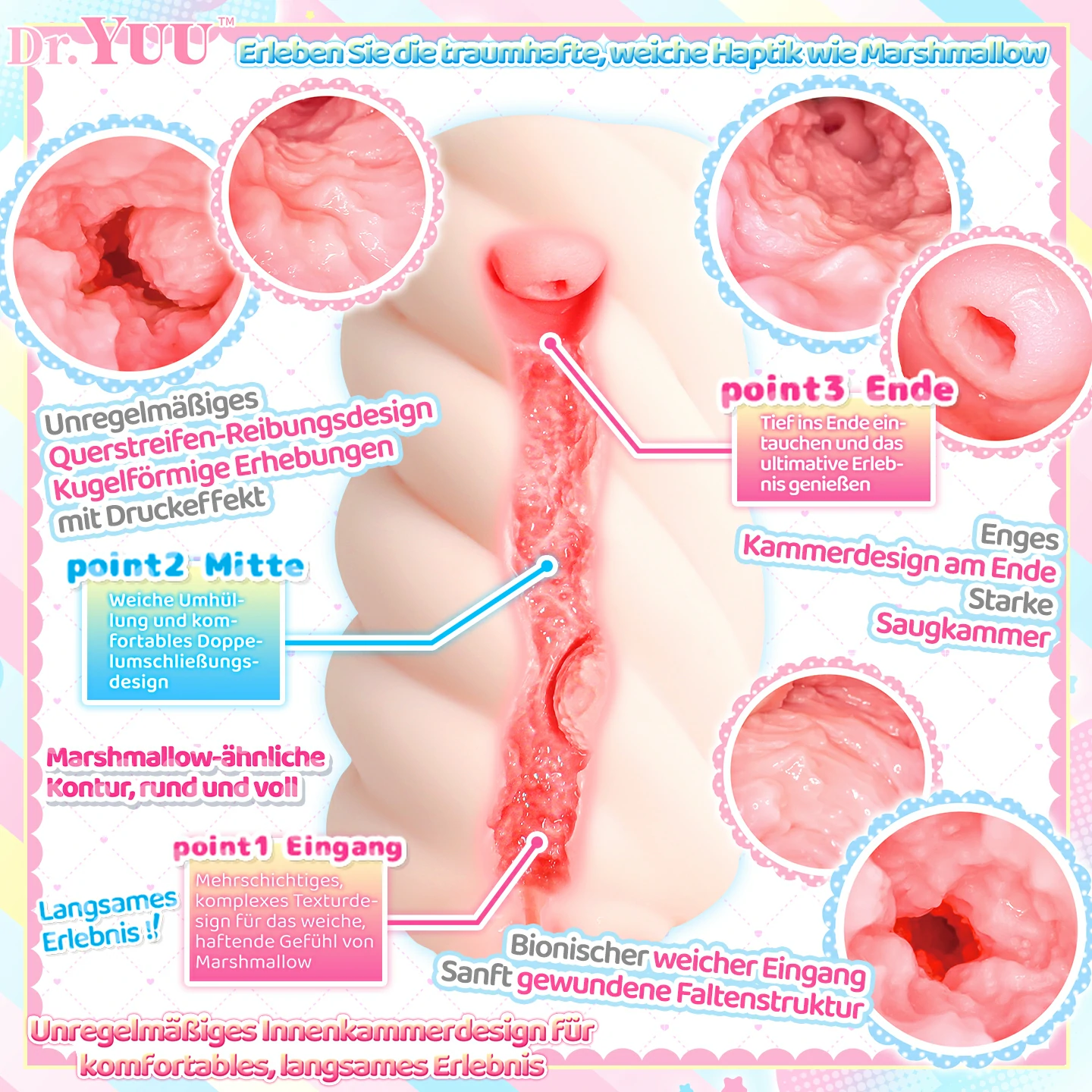 Dr.YUU Marshmallow TPE Masturbator mit weichem elastischem Material und enger Innenstruktur – Bild 5