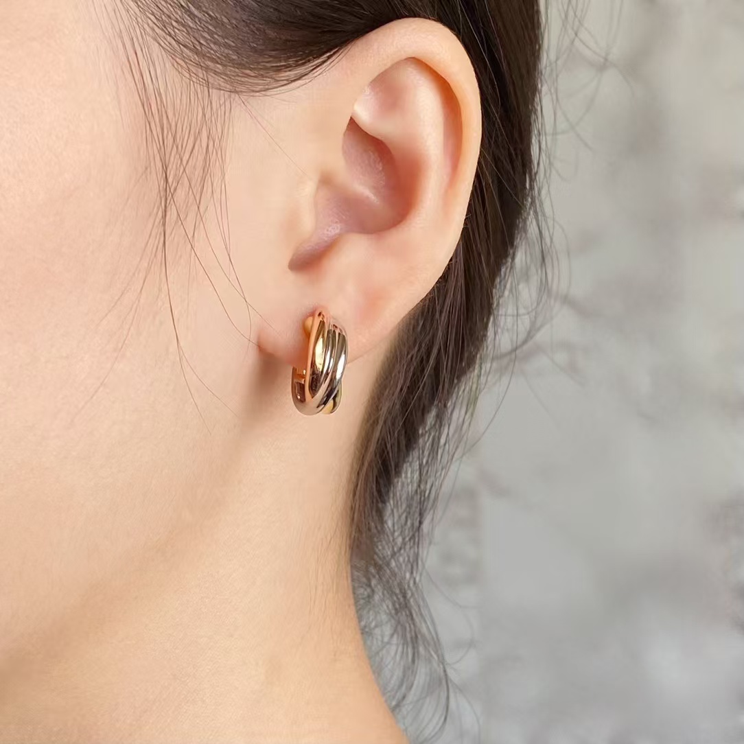 Cartier Three Colors Metal Hoop Earrings - Original Replica Club