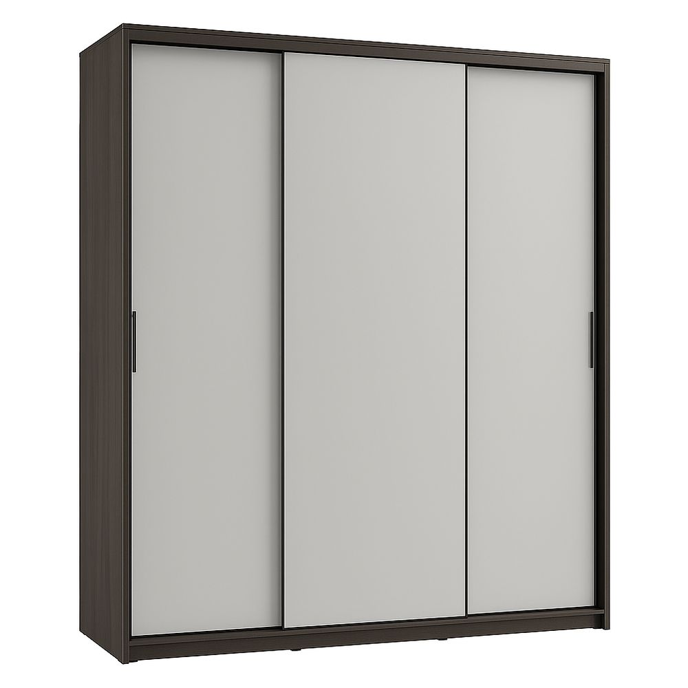 Armario de 3 puertas corredizas en color gris y marrón,moderno y funcional,ideal para dormitorio