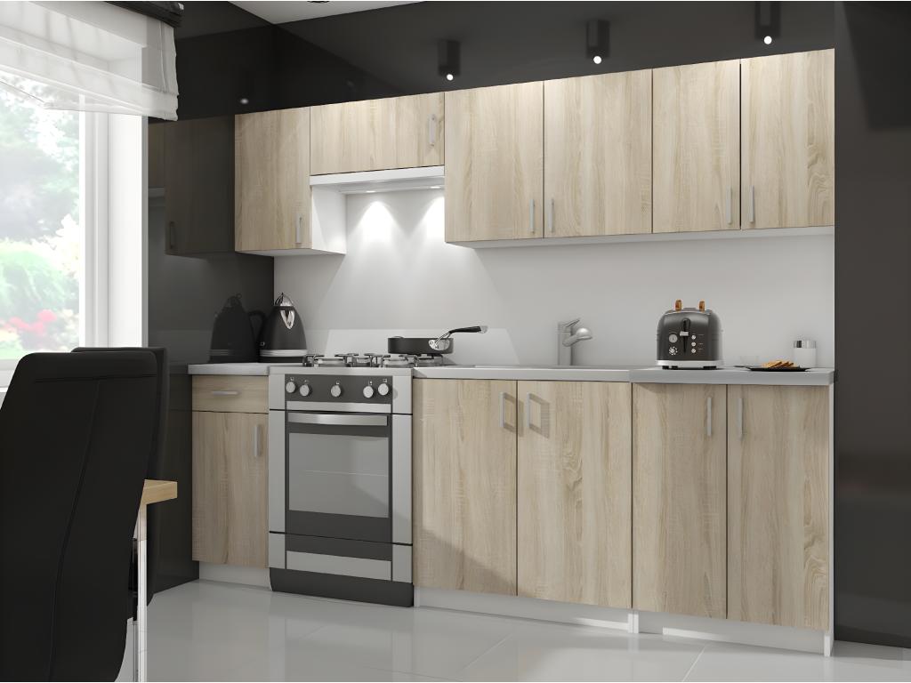 Armario de pared de cocina W80 sistema Blanco 80 cm 2 puertas Roble Homelyvo mate 2 estantes 80x30 - 5x72 cm