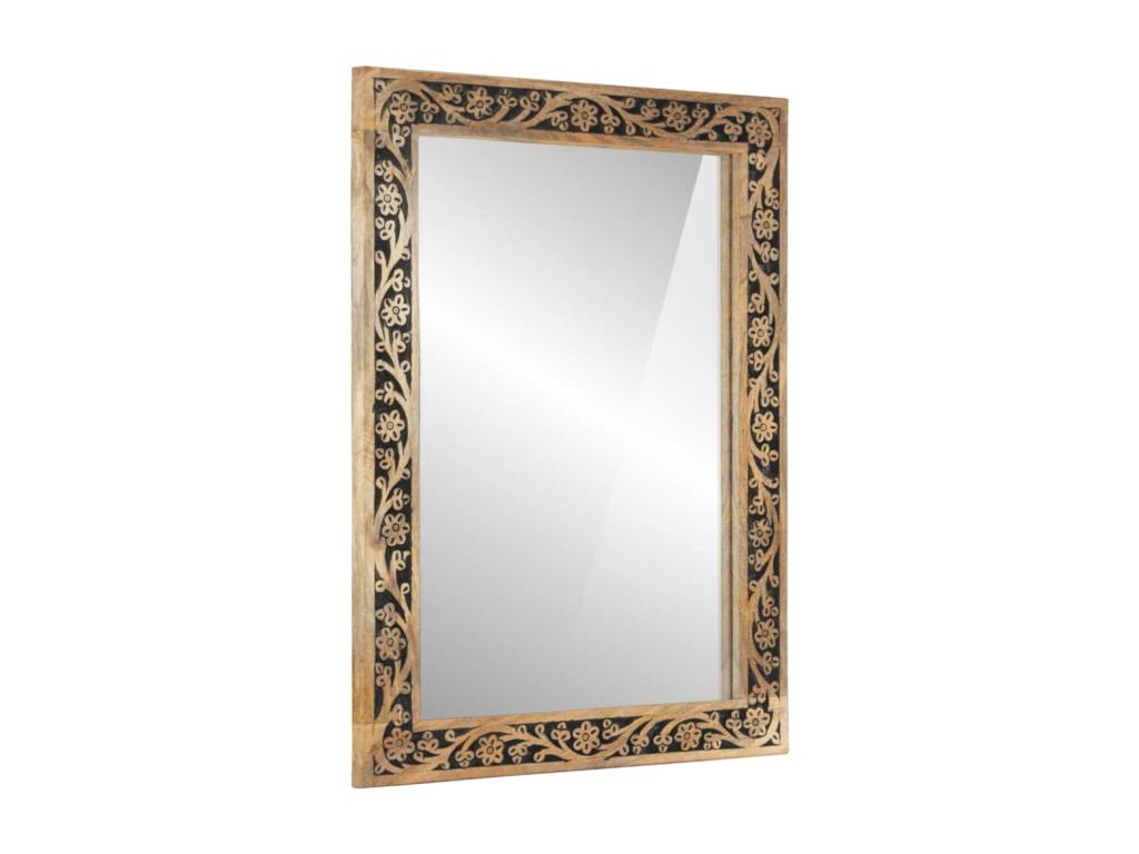 Espejo de baño madera maciza de acacia y vidrio 50x70x2,5 cm
