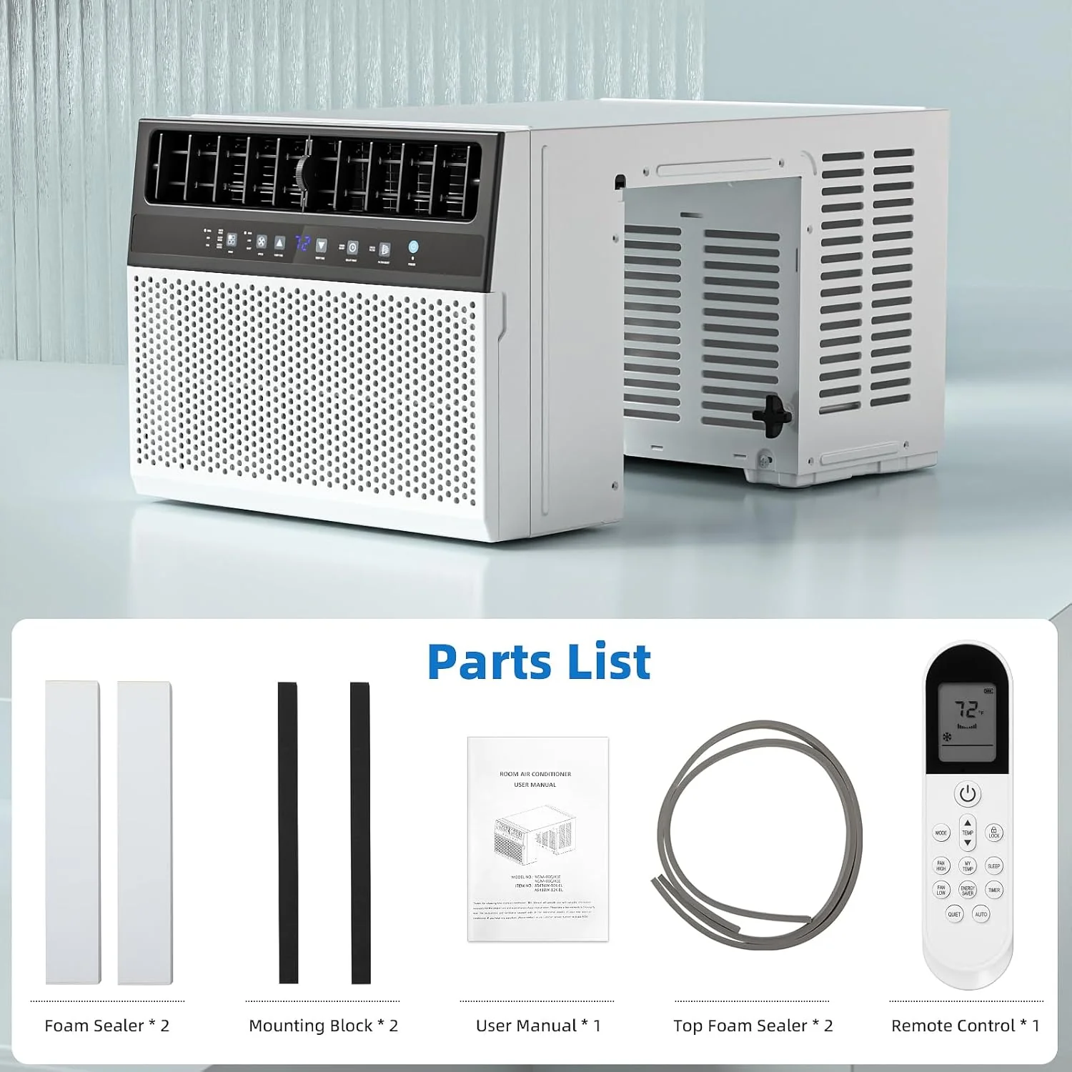Antarctic Star 12,000 BTU U-Shaped Window Air Conditioner Unit Cools up to 550 Sq.Ft. with 6 Modes 24H Timer, Ultra Quiet Window AC Units