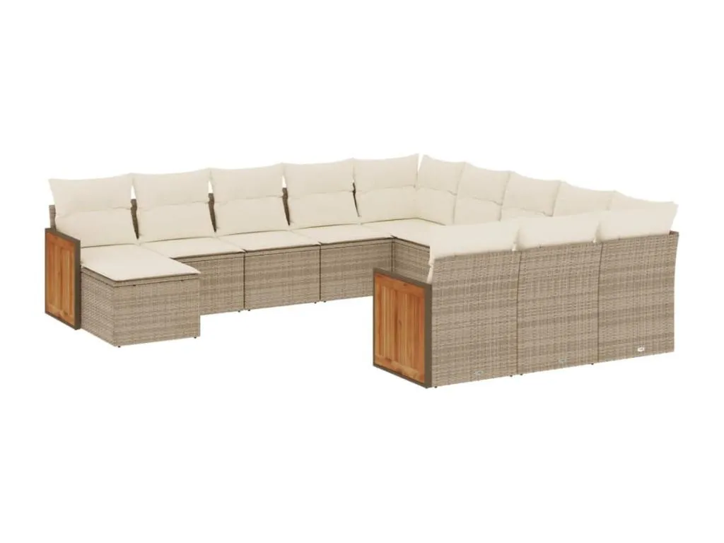 Set de sofás de jardín 12 pzas y cojines ratán sintético marrón IJYQ15299
