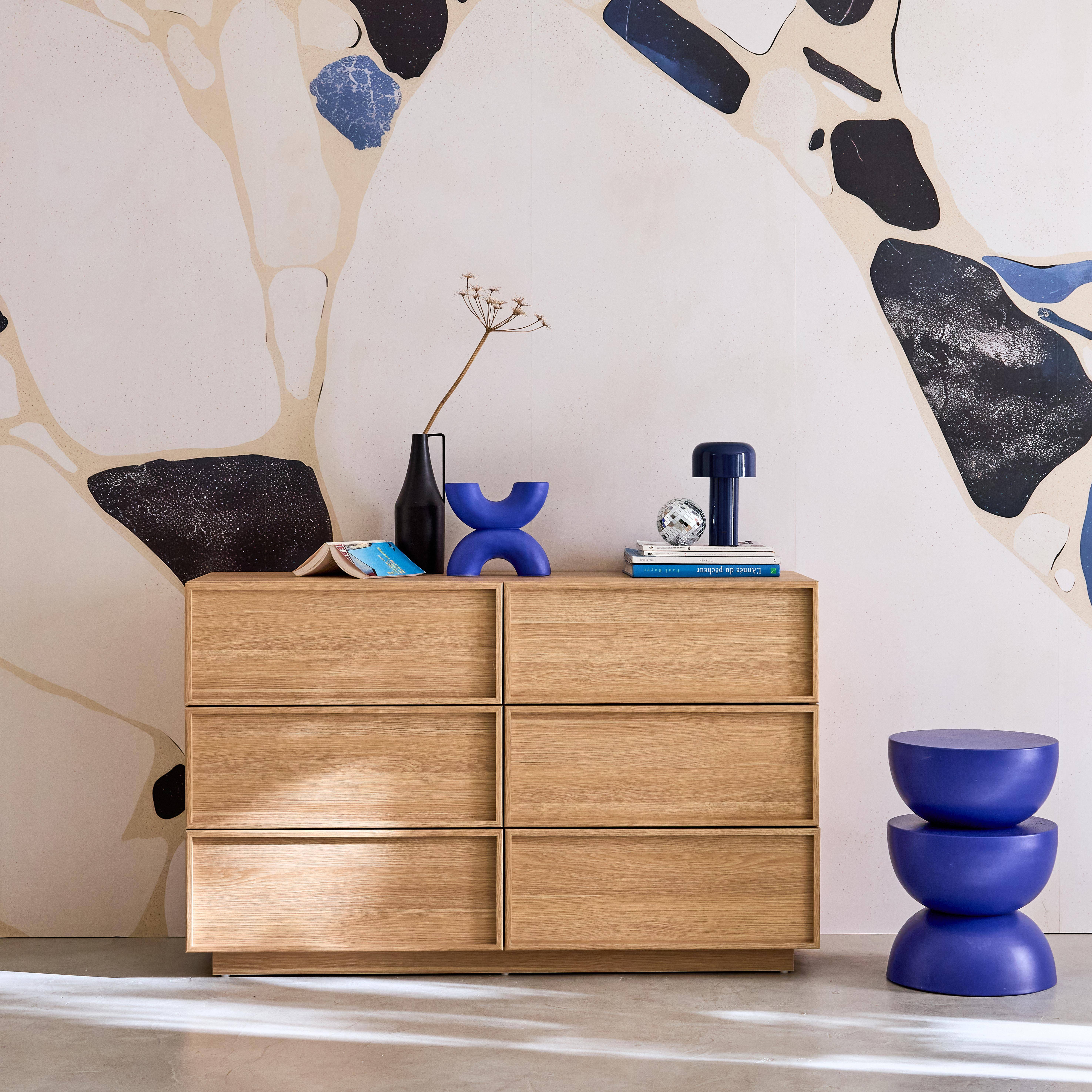 Kuba - Cómoda de almacenamiento efecto madera, 6 cajones