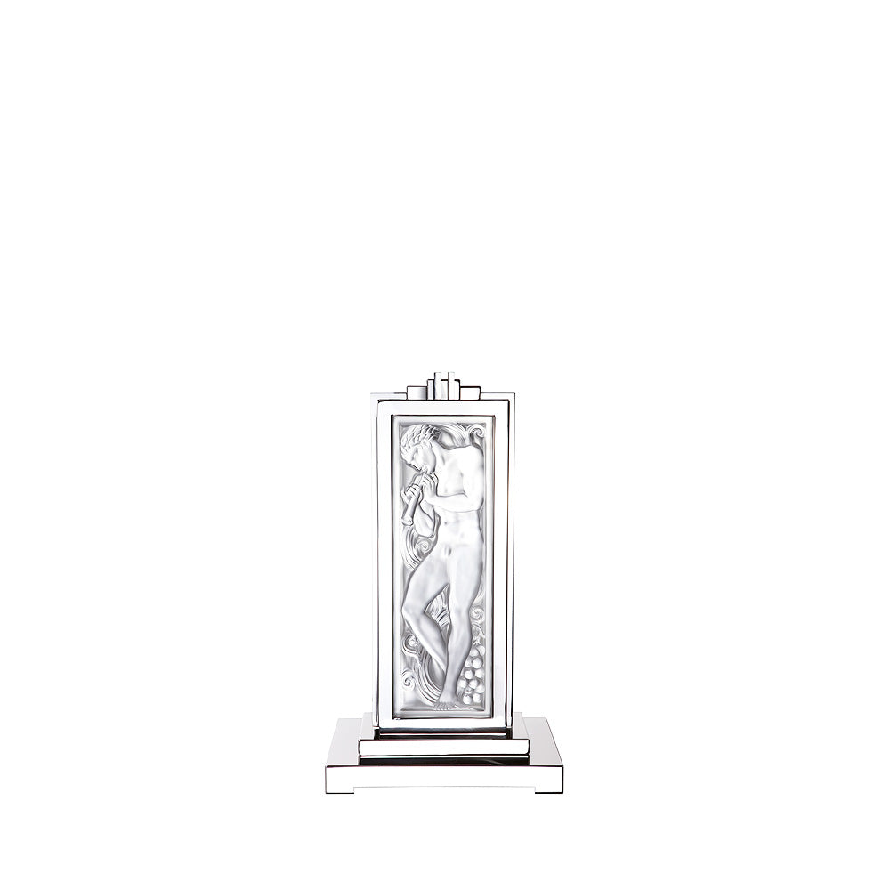 LAMPE JOUEUR DE PIPEAU - CRISTAL INCOLORE ET CHROMÉ, ACIER POLI