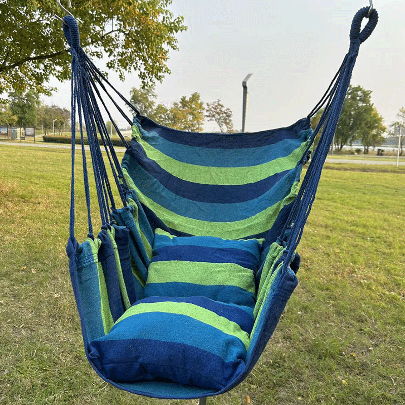 Outdoor Leisure Swing Chair Hammock Hanging Folding Indoor Kids Play Cotton Chair Hammock With Cushion