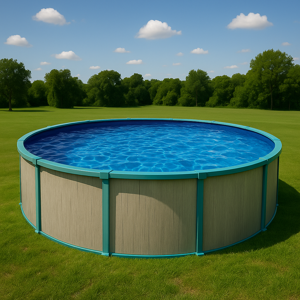 Piscina tubular redonda Piscina redonda desmontable exterior beige azul PVC jardín 305x100 cm