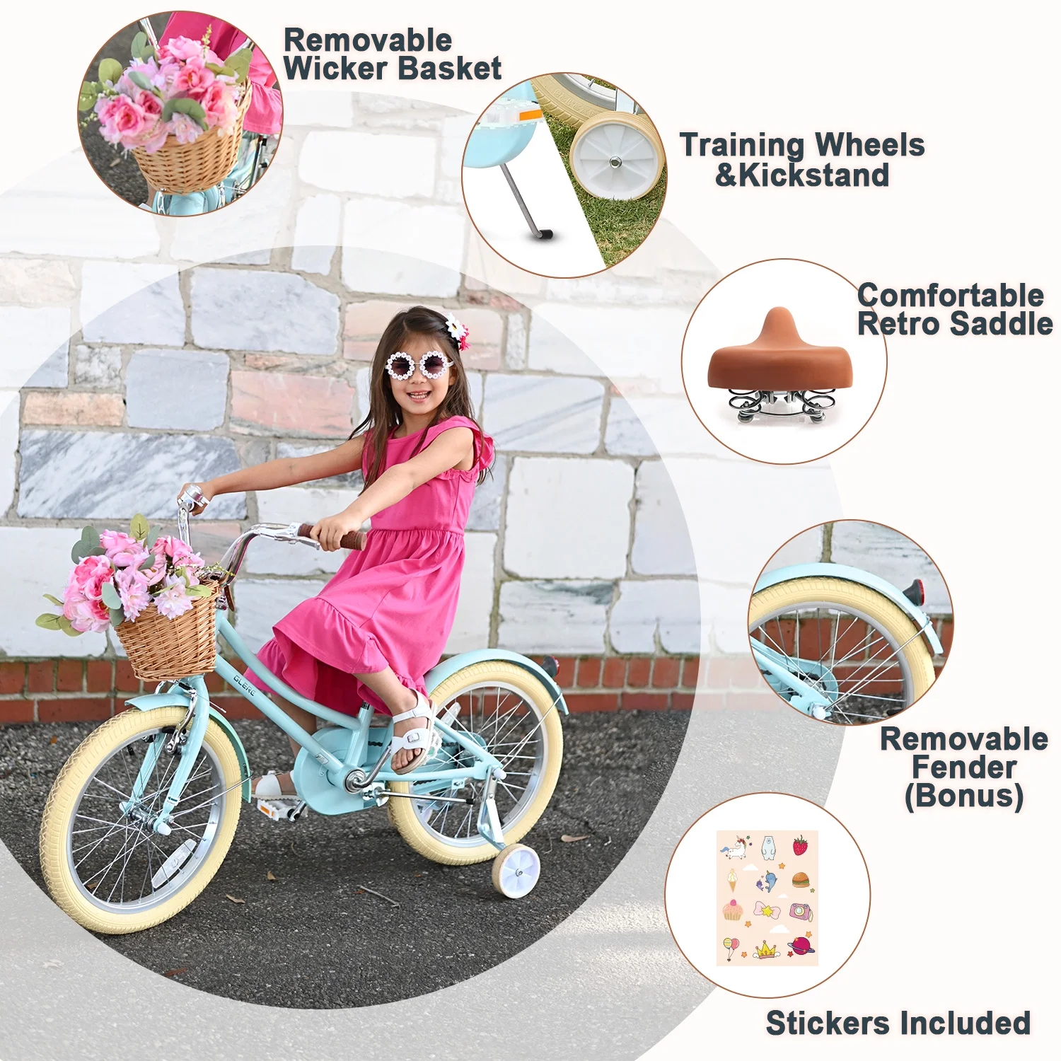 Glerc Little Molly 12 inch Kids Girls Bike for1 2-4 Years Old Child and Toddler,gifts,Pink - Image 36