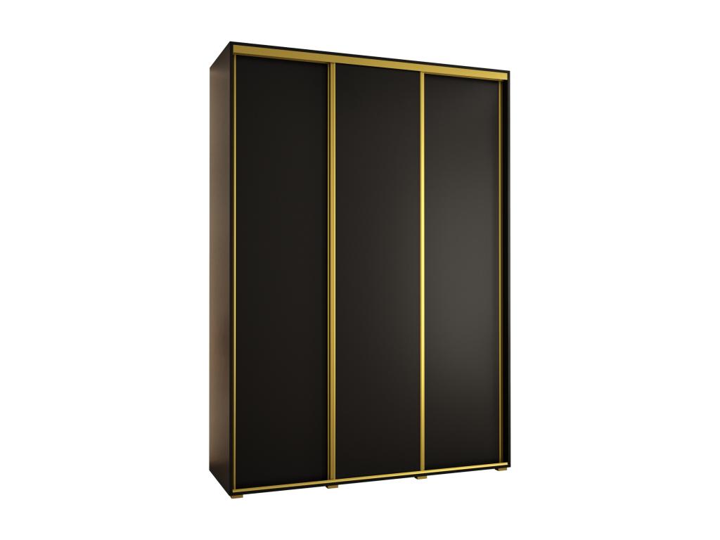ARMARIO DAVOS 1 DE PUERTAS CORREDERAS 235,2/180/60 3 puertas (Negro/Negro/Oro)